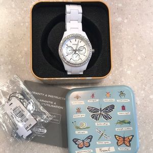 Men Fossil NWT watch w crystal bezel chronograph